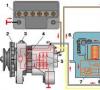 VAZ automobilių generatoriaus prijungimo schema VAZ 2101 generatoriaus sistemos prijungimo schema
